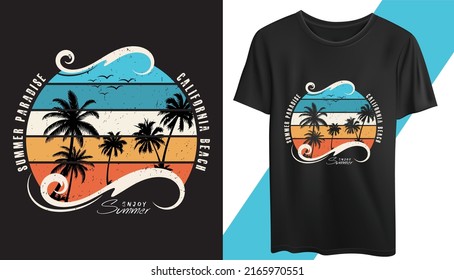 This is a creative Summer vintage T-shirt Design. The design of this t-shirt can be used commercially by anyone. All major components are easily editable and customizable.Print T-shirt Template, 