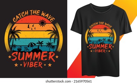 This is a creative Summer vintage T-shirt Design. The design of this t-shirt can be used commercially by anyone. All major components are easily editable and customizable.Print T-shirt Template, 
