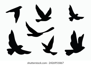 This is creative Vector illustration flying flock of birds. Illustration vector flight bird silhouettes collection.
