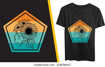 This is a creative Vintage sun flower t-shirt design. Anyone else can use it commercially.