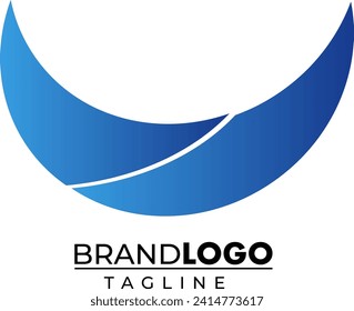 This crescent moon logo combines two colors of blue, light and dark, creating a calming and elegant impression.The smooth and well-proportioned crescent shape provides a touch of minimalism and beauty