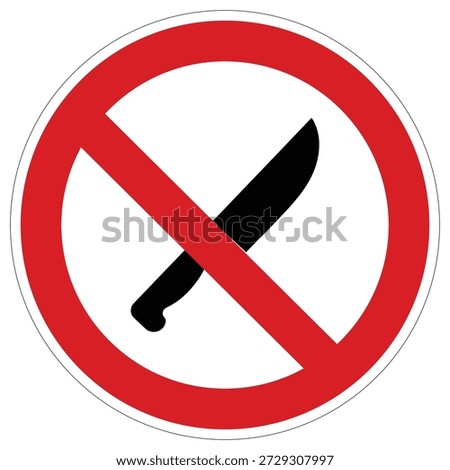 This critical prohibition sign warns against carrying knives or any sharp objects in restricted areas. Essential for enhancing public safety and security in sensitive locations.