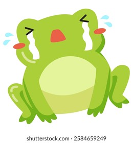 This cry green frog illustration is suitable for cute frog stickers etc