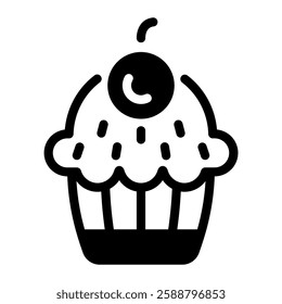This Cupcake icon is suitable for Restaurant Menu, Food, etc