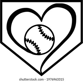This cut file features a home plate and heart with baseball in the middle. 
