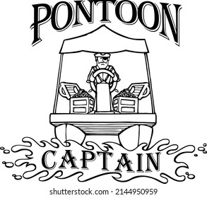 This cut file features a pontoon boot being piloted by a pirate with the text pontoon captain. 