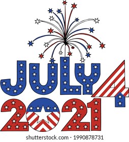 This cut file features the words July 4 2021 along with an exploding firecracker.