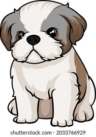 this is a cute and adorable little shih tzu dog clipart