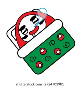 Esta es una linda y auspiciosa ilustración de una muñeca daruma calentándose bajo un kotatsu.