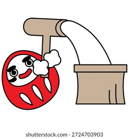 Esta es una linda y auspiciosa ilustración de una muñeca Daruma golpeando pasteles de arroz, perfecto para el Nuevo año.