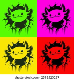 This cute axolotl design is very suitable for t-shirts or book covers, it can also be used to make stickers or for mugs or pins