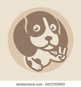 This cute beagle is making a peace hand sign and happy to make the world a better place.