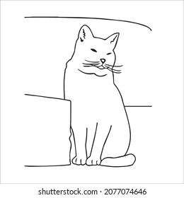 this is a cute and beautiful cat images line art ,outline drawing,vector art and illustrations art