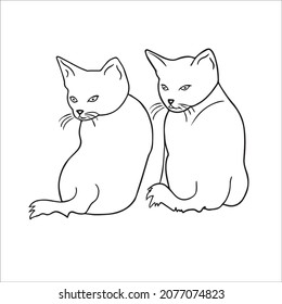 this is a cute and beautiful cat images line art ,outline drawing,vector art and illustrations art