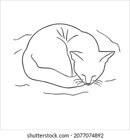 este es un lindo y bello dibujo de líneas de gatos, dibujo de contornos, arte vectorial e ilustraciones arte
