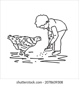 this is a cute and beautiful chicken images line art ,outline drawing,vector art and illustrations art