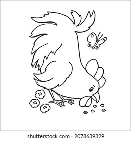 this is a cute and beautiful chicken images line art ,outline drawing,vector art and illustrations art