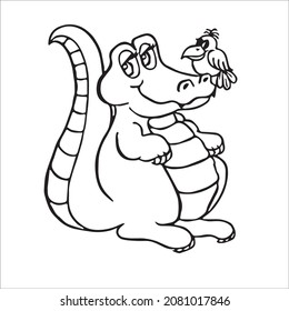 this is a cute and beautiful crocodile images line art ,outline drawing,vector art and illustrations art