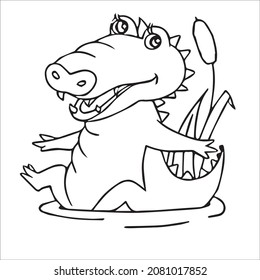this is a cute and beautiful crocodile images line art ,outline drawing,vector art and illustrations art