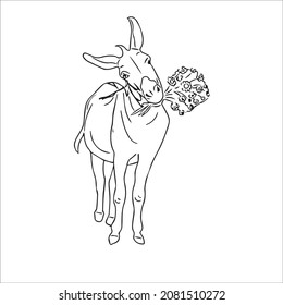 this is a cute and beautiful Donkey images line art ,outline drawing,vector art and illustrations art