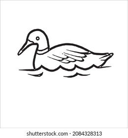 este es un lindo y hermoso arte de la línea de imágenes de pato, dibujo de contorno de pato, arte de vector de pato e ilustraciones