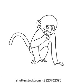 this is a cute and beautiful monkey images line art ,outline drawing,vector art and illustrations art