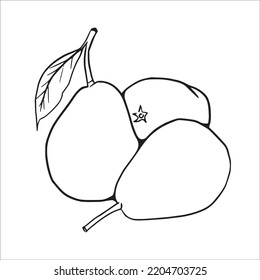 this is a cute and beautiful Pear line art images, Pear outline drawing, Pear vector art and illustrations art and Pear coloring book pages