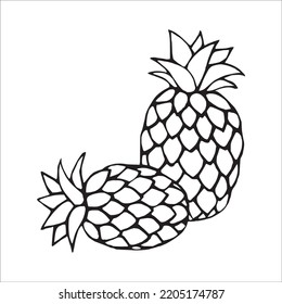 this is a cute and beautiful Pineapples line art images, Pineapples outline drawing, Pineapples vector art and illustrations art and Pineapples coloring book pages