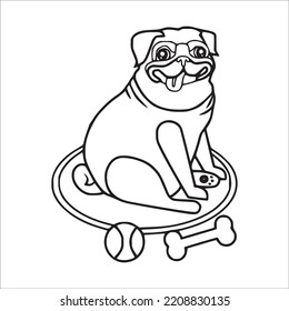 this is a cute and beautiful Pug images line art , Pug outline drawing, Pug vector art and illustrations art