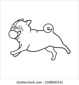 This Is A Cute And Beautiful Pug Images Line Art , Pug Outline Drawing, Pug Vector Art And Illustrations Art
