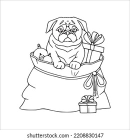 This Is A Cute And Beautiful Pug Images Line Art , Pug Outline Drawing, Pug Vector Art And Illustrations Art