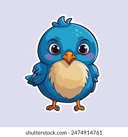 This is a Cute blue bird animal cartoon sticker
