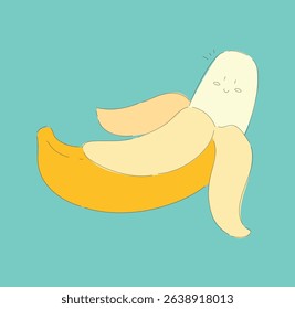 This is a Cute Cartoon Banana Character Featuring a Face and Taking a Relaxed Pose