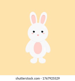 This is a cute cartoon bunny isolated on light  background. Vector illustration in flat style.