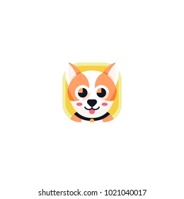 This cute corgi dog app icons logo vector would suitable with your animal content zoo needs