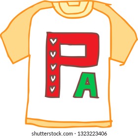 This is a cute and funny T - shirt with letters "PA" with hearts picture.