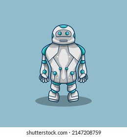 this is a cute futuristic humanoid robot mascot design