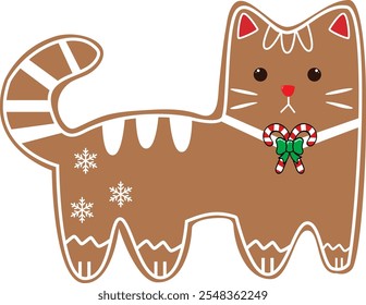 This " Cute Ginger Bread Cat " vector design is a delightful and festive holiday asset perfect for adding seasonal charm to a variety of creative projects.