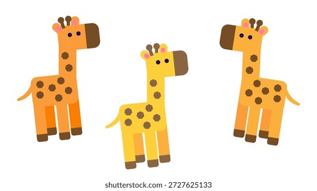Este es un lindo material de ilustración para niños y propósitos educativos, con múltiples personajes de jirafa alineados.
