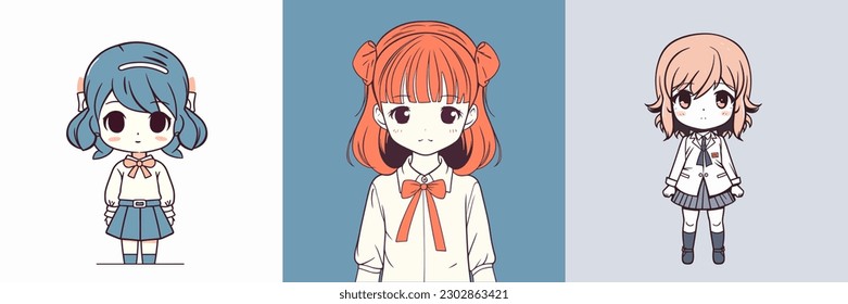 This cute kawaii girl chibi cartoon illustration is sure to brighten anyone's day! Use it for logos, branding, or any creative project.