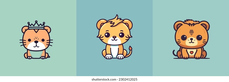 This cute kawaii lion cartoon illustration will melt your heart with its adorable and playful expression