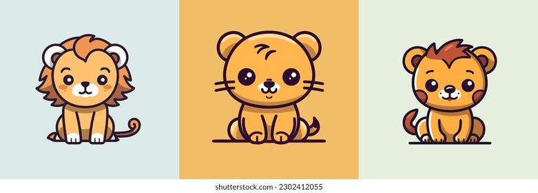 This cute kawaii lion cartoon illustration will melt your heart with its adorable and playful expression