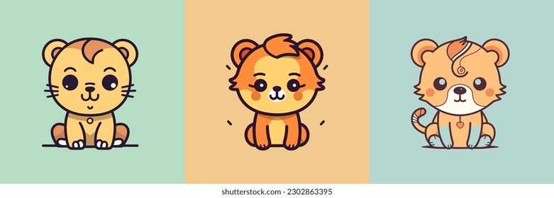 This cute kawaii lion cartoon illustration will melt your heart with its adorable and playful expression