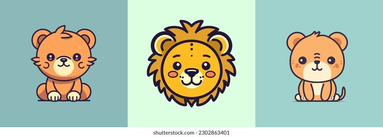 This cute kawaii lion cartoon illustration will melt your heart with its adorable and playful expression