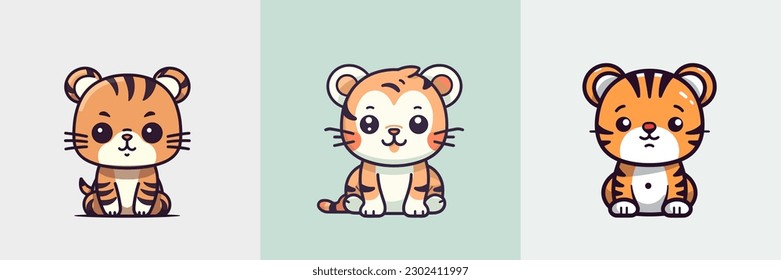 Diese süße kawaii-Tiger-Cartoon-Illustration bringt jedem ein Lächeln ins Gesicht mit ihrem bezaubernden Ausdruck und sanften Farben