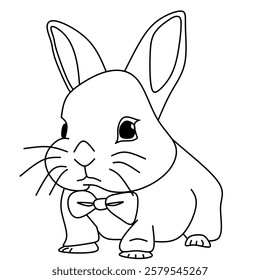 This is cute the little Bunny vector design you can use on your coloring book