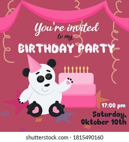 This cute little panda will be the best choice for making a birthday invitation card