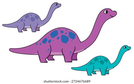Das ist eine niedliche Pop-Illustration für Kinder eines langhalsigen Dinosauriers.