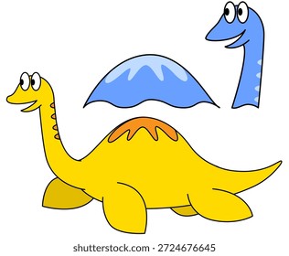 Das ist eine niedliche, populistische Illustration eines langhalsigen Dinosauriers für Kinder.