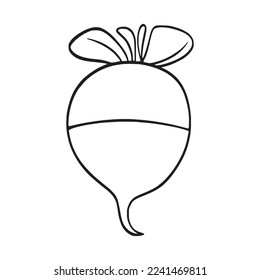 this is a Cute Radish With coloring book pages picture,Radish line art,Radish outline drawing vector illustration,Radish vector line art,Radish line drawing